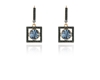 Cachet Swarovski Crystal  Thisbe Pierced Earrings Gun Metal Light Sapphire