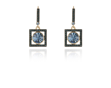 Cachet Swarovski Crystal  Thisbe Pierced Earrings Gun Metal Light Sapphire