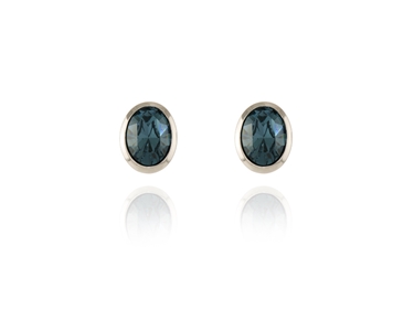 Cachet Swarovski Crystal  Ogen Pierced Earrings Rhodium Denim Blue