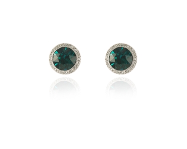 Cachet Swarovski Crystal  Tamar Pierced Earrings Rhodium Emerald