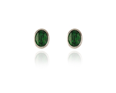 Cachet Swarovski Crystal  Ogen Pierced Earrings Rhodium Dark Moss Green