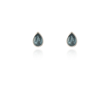 Cachet Swarovski Crystal  Ran Pierced Earrings Rhodium Denim Blue