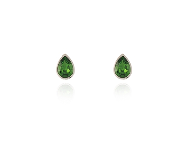 Cachet Swarovski Crystal  Ran Pierced Earrings Rhodium Fern Green