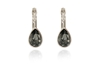 Cachet Swarovski Crystal  Ran Lever Back Earrings Rhodium Silver Night