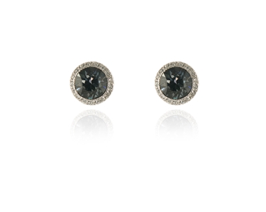 Cachet Swarovski Crystal  Tamar Pierced Earrings Rhodium Silver Night