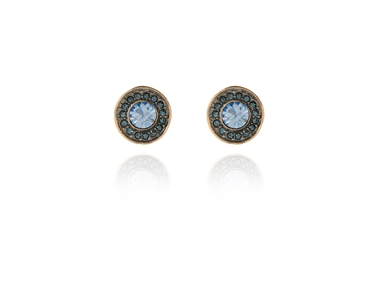 Cachet Swarovski Crystal  Tilly Pierced Earrings Gun Metal Light Sapphire