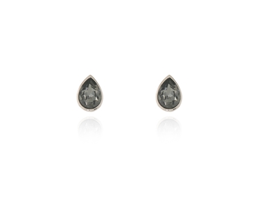 Cachet Swarovski Crystal  Ran Pierced Earrings Rhodium Silver Night
