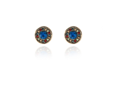 Cachet Swarovski Crystal  Tilly Pierced Earrings Gun Metal Capri Blue