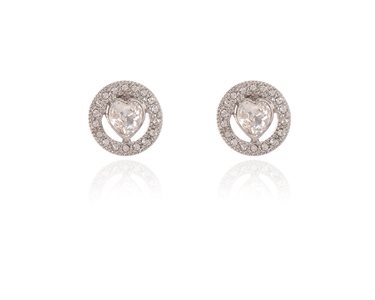 Cachet Swarovski Crystal  Posy Pierced Earrings Rhodium