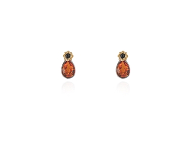 Cachet Swarovski Crystal  Forget-Me-Not Stud Earrings Rhodium Tangerine