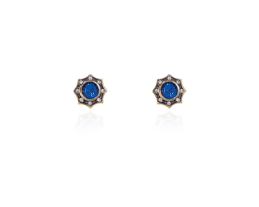 Cachet Swarovski Crystal  Becka Pierced Earrings Gun Metal Capri Blue