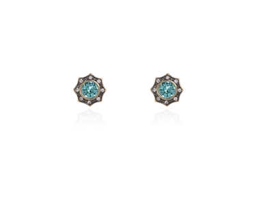 Cachet Swarovski Crystal  Becka Pierced Earrings Gun Metal Light Turquoise