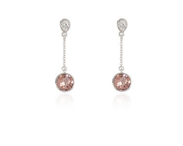 Cachet Swarovski Crystal  Ekin Brilliant Pierced Earrings Rhodium Blush Rose