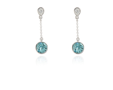 Cachet Swarovski Crystal  Ekin Brilliant Pierced Earrings Rhodium Light Turquoise