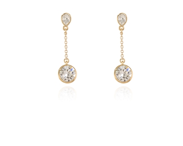 Cachet Swarovski Crystal  Ekin Brilliant Pierced Earrings Gold
