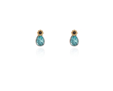 Cachet Swarovski Crystal  Forget-Me-Not Stud Earrings Rhodium Light Turquoise