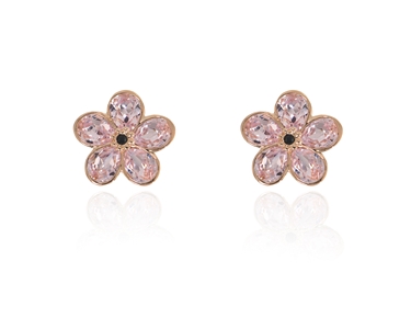 Cachet Swarovski Crystal  Forget-Me-Not Clip Earrings Pink Gold