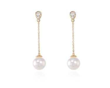 Cachet Swarovski Crystal  Ekin Pearl Pierced Earrings Gold White