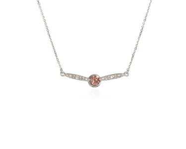Cachet Swarovski Crystal  Lara Bar Pavee Necklace Rhodium Blush Rose