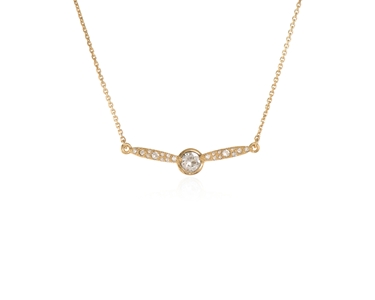 Cachet Swarovski Crystal  Lara Bar Pavee Necklace Gold