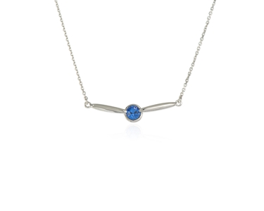 Cachet Swarovski Crystal  Lara Bar Necklace Rhodium Sapphire